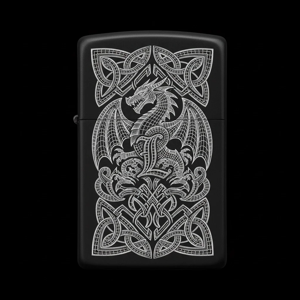 Zippo Ejderha Figürlü L Harfli Tasarım - V39