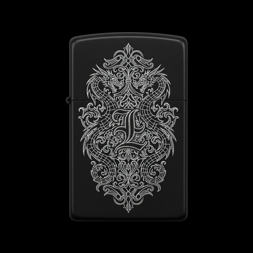 Zippo Ejderha Figürlü L Harfli Tasarım - V41