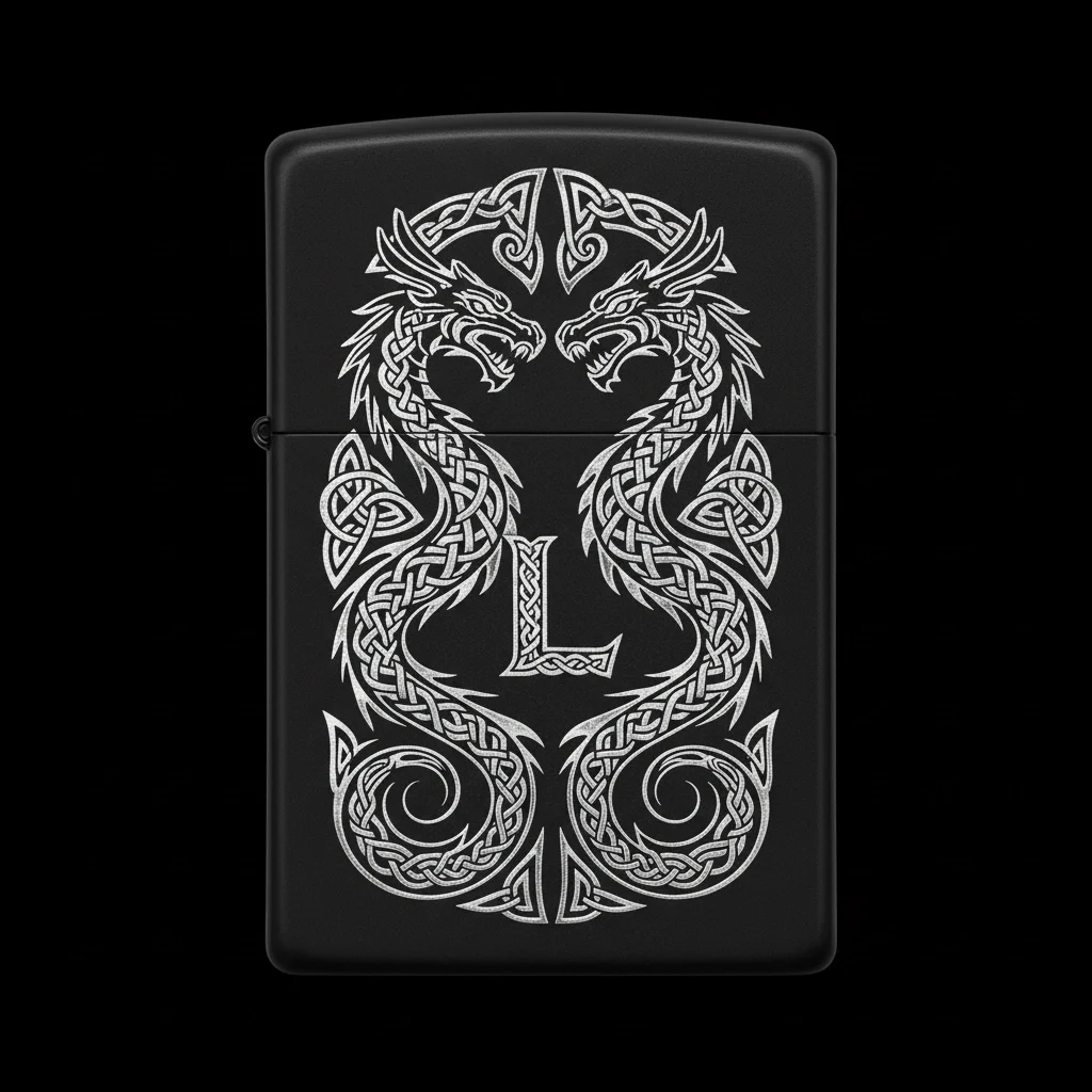 Zippo Ejderha Figürlü L Harfli Tasarım - V42