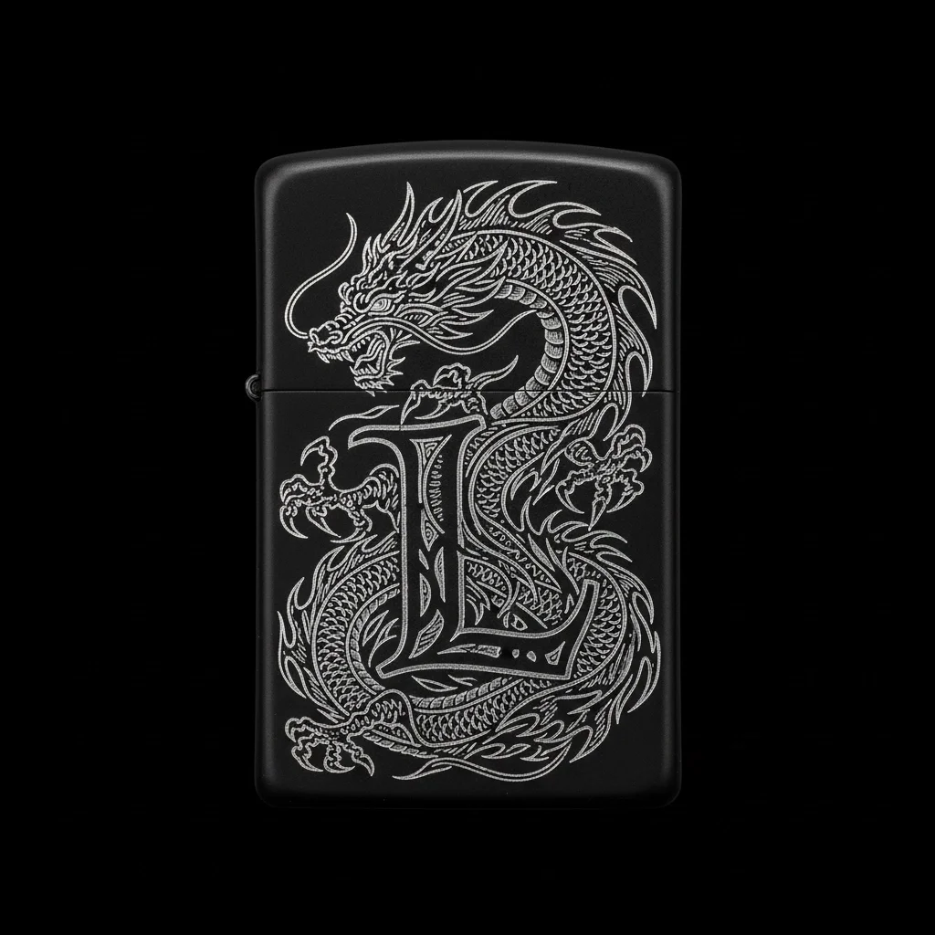 Zippo Ejderha Figürlü L Harfli Tasarım - V47
