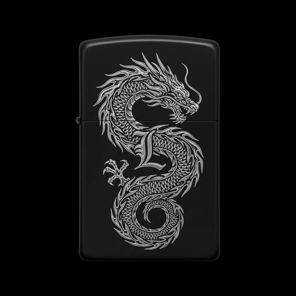 Zippo Ejderha Figürlü L Harfli Tasarım - V48