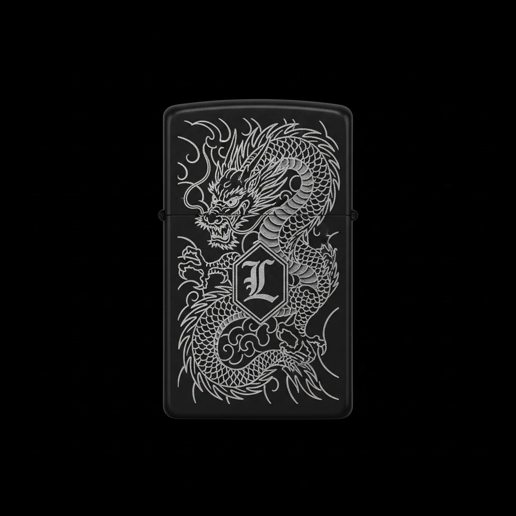 Zippo Ejderha Figürlü L Harfli Tasarım - V49