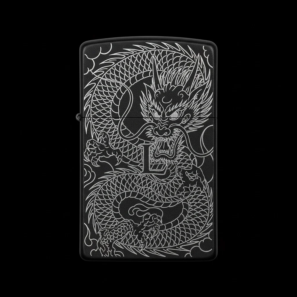 Zippo Ejderha Figürlü L Harfli Tasarım - V5