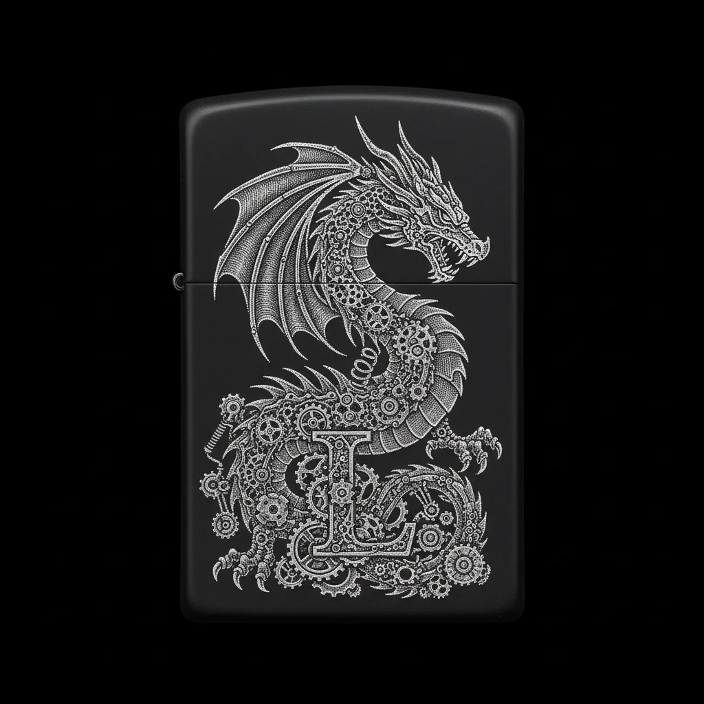 Zippo Ejderha Figürlü L Harfli Tasarım - V54