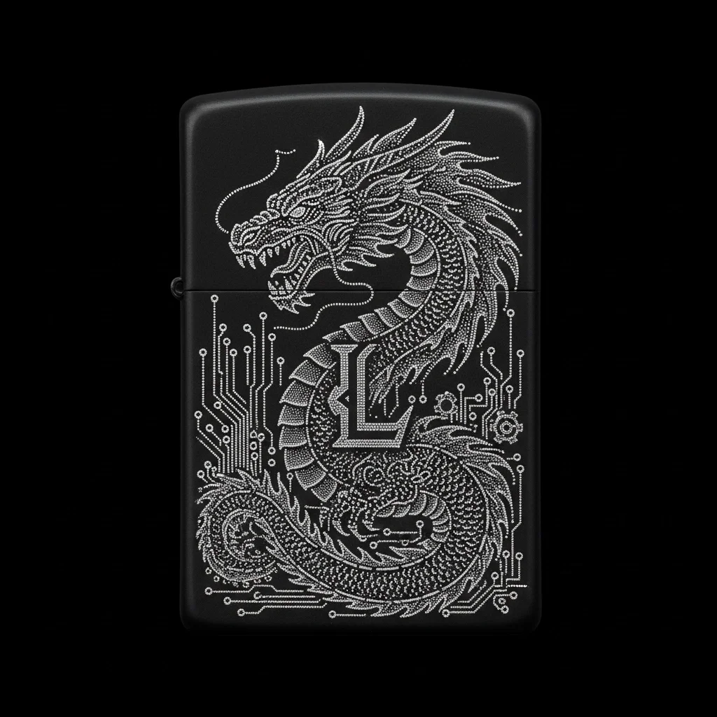 Zippo Ejderha Figürlü L Harfli Tasarım - V55