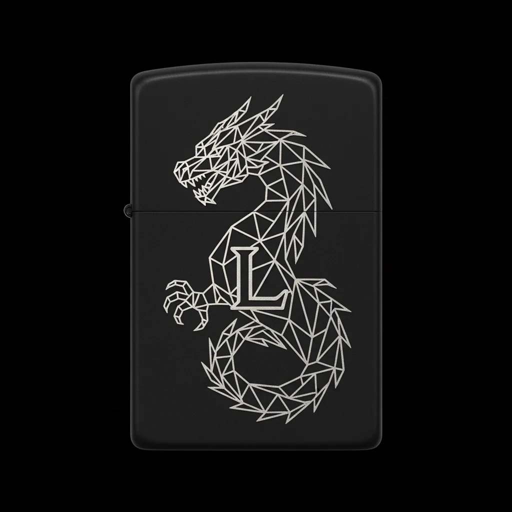 Zippo Ejderha Figürlü L Harfli Tasarım - V56