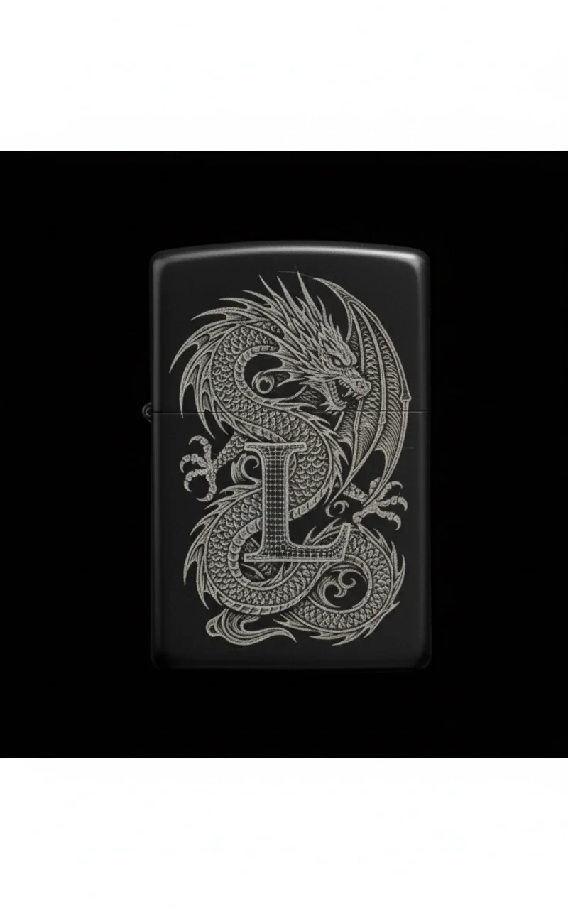 Zippo Ejderha Figürlü L Harfli Tasarım - V57