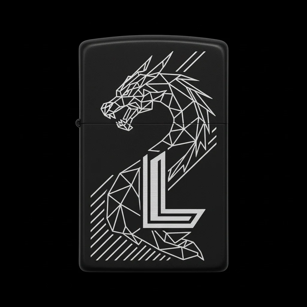 Zippo Ejderha Figürlü L Harfli Tasarım - V58
