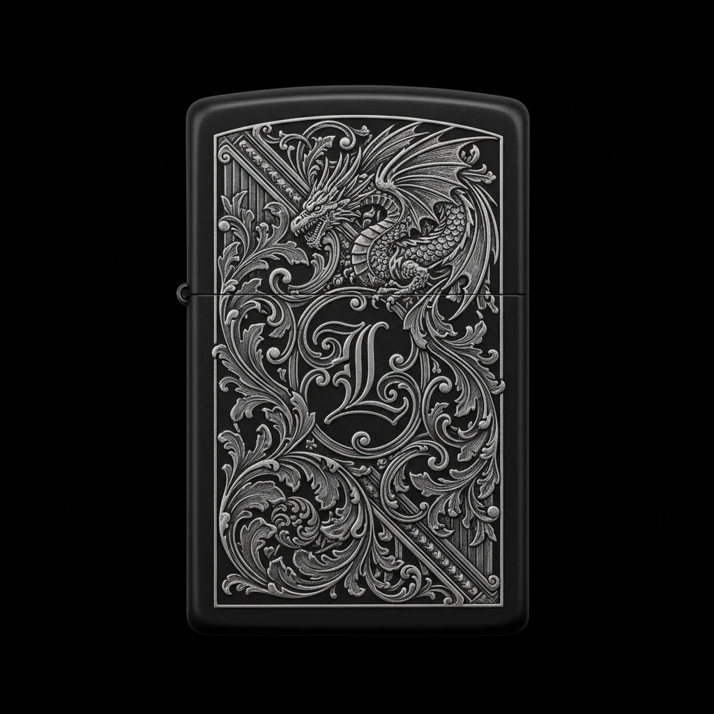 Zippo Ejderha Figürlü L Harfli Tasarım - V60