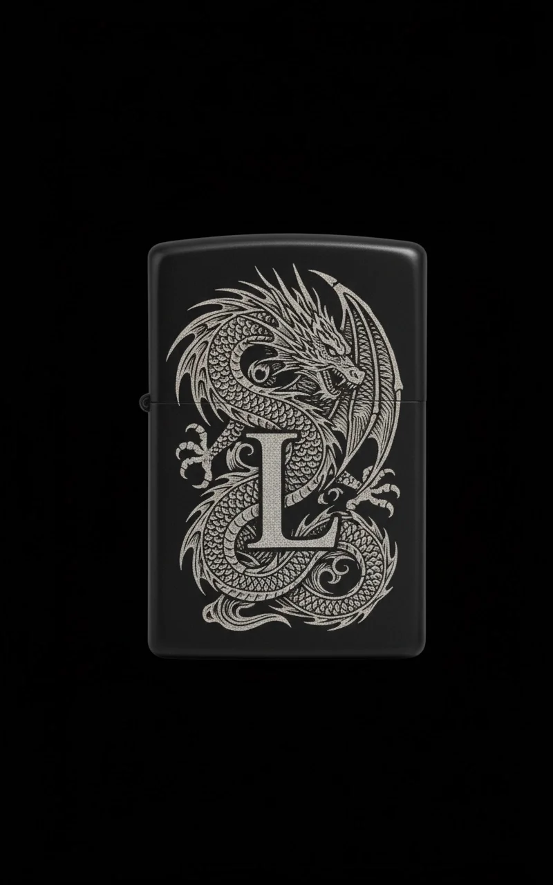 Zippo Ejderha Figürlü L Harfli Tasarım - V64