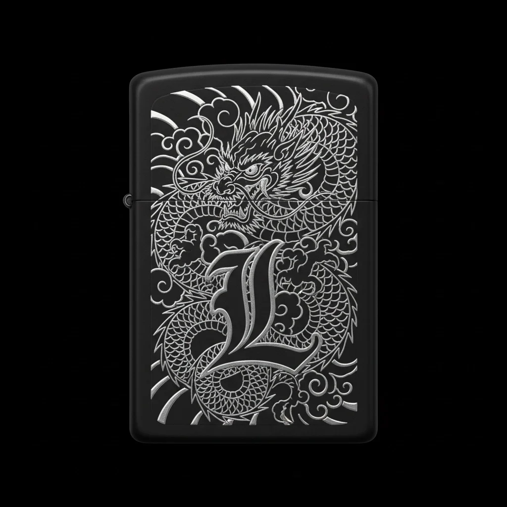 Zippo Ejderha Figürlü L Harfli Tasarım - V65