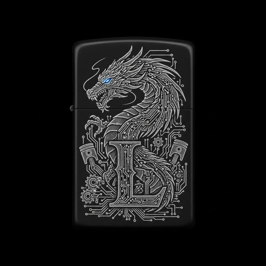 Zippo Ejderha Figürlü L Harfli Tasarım - V67