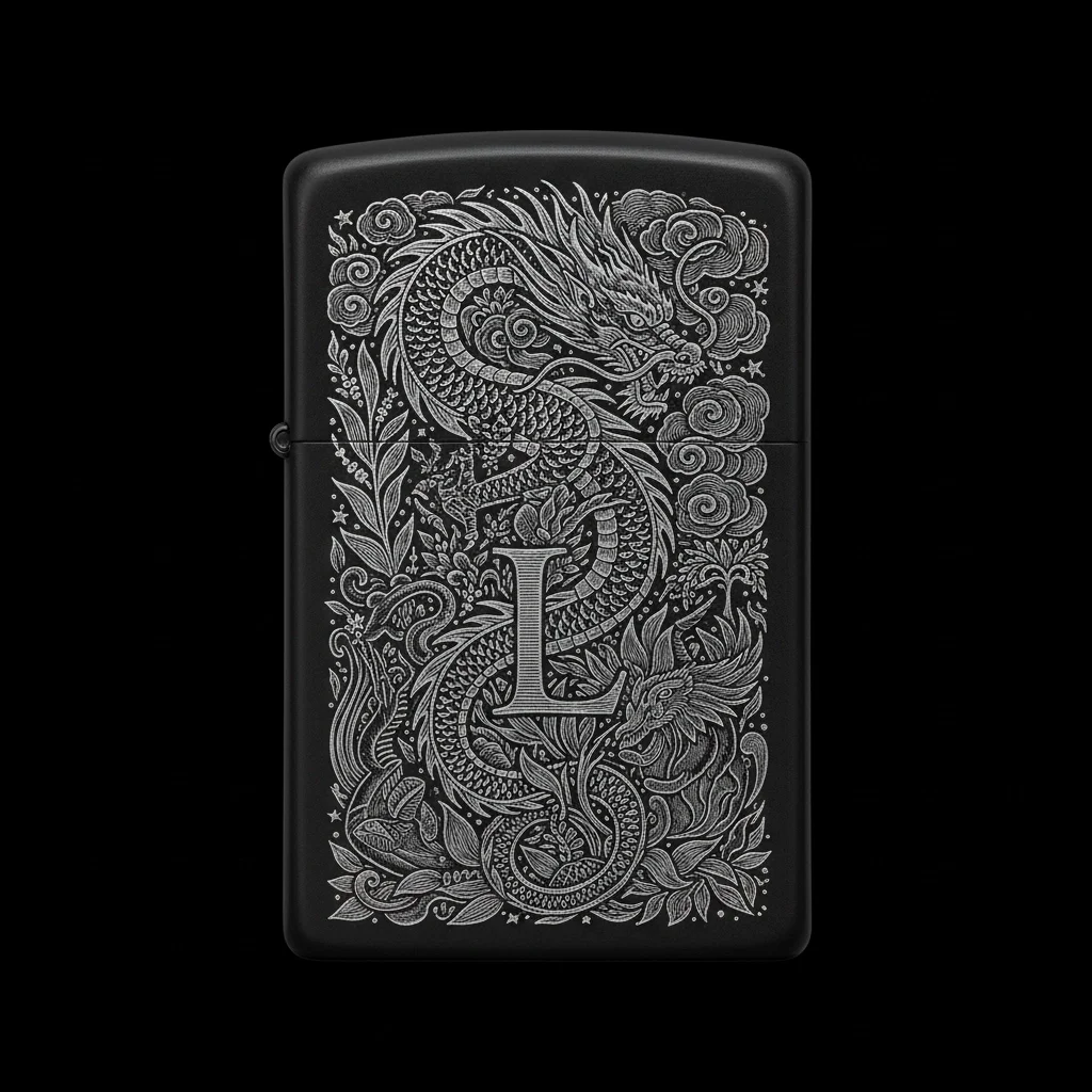 Zippo Ejderha Figürlü L Harfli Tasarım - V69