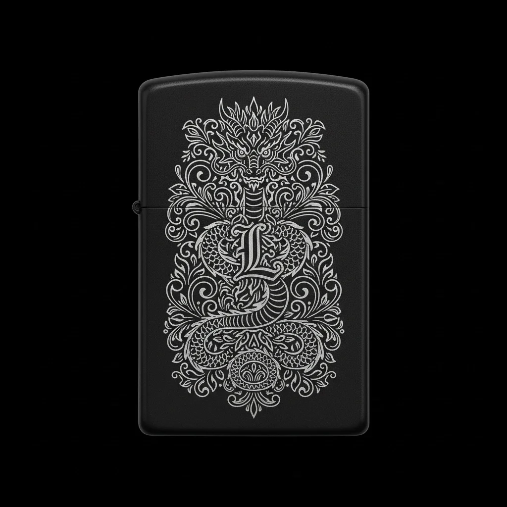Zippo Ejderha Figürlü L Harfli Tasarım - V72