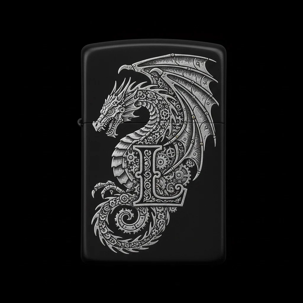 Zippo Ejderha Figürlü L Harfli Tasarım - V73