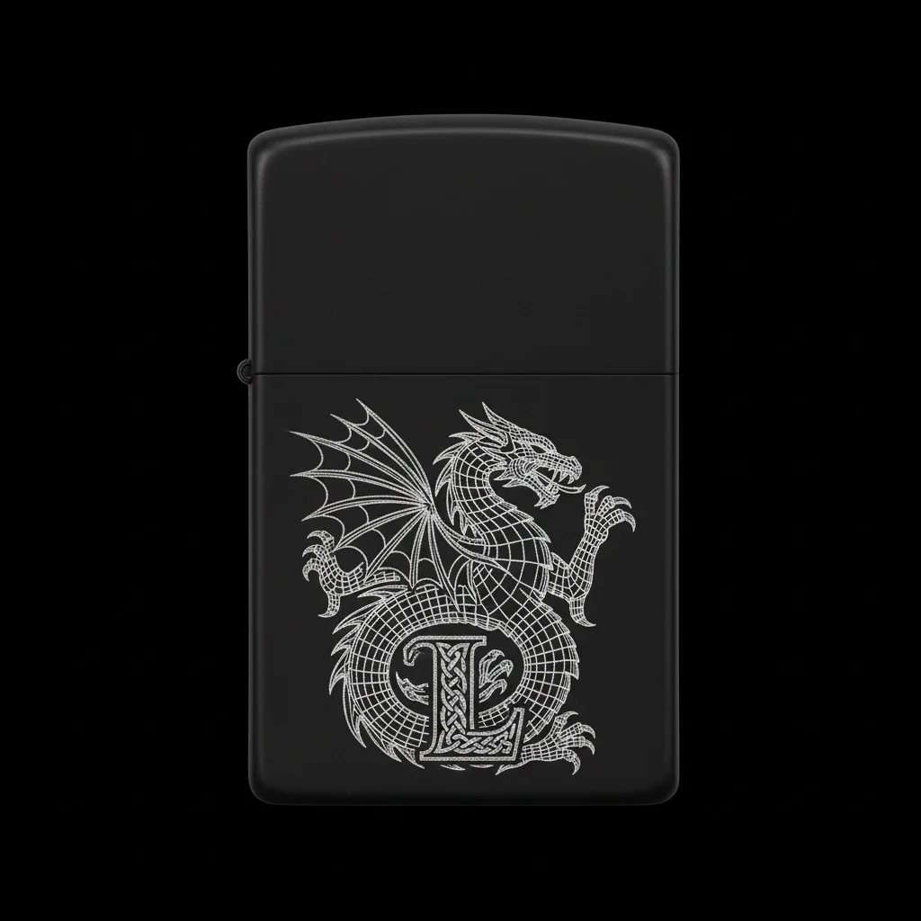 Zippo Ejderha Figürlü L Harfli Tasarım - V74