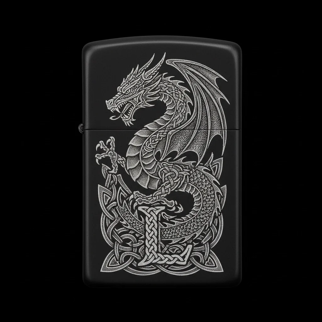 Zippo Ejderha Figürlü L Harfli Tasarım - V76