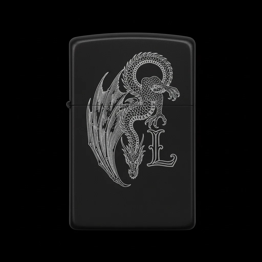 Zippo Ejderha Figürlü L Harfli Tasarım - V78