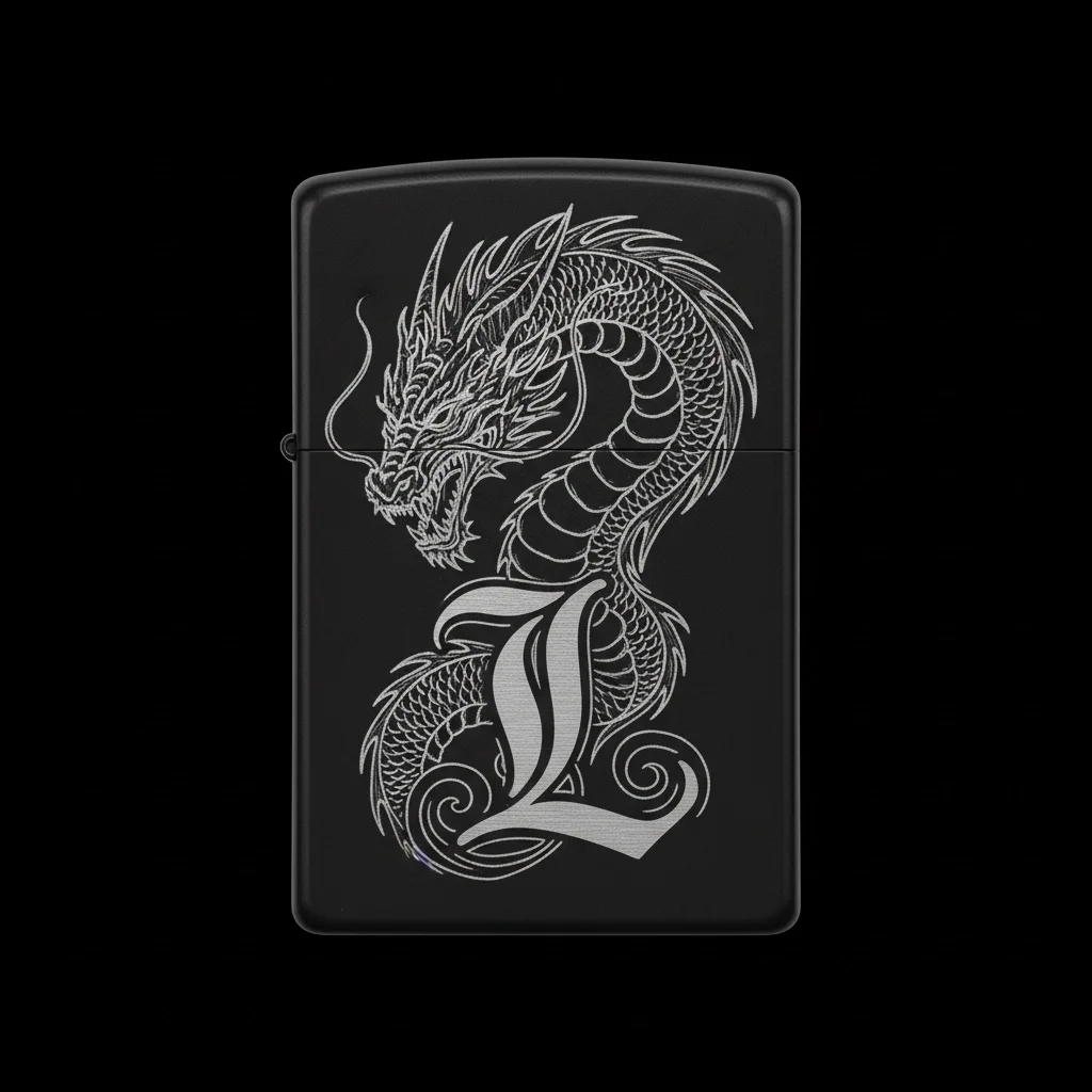 Zippo Ejderha Figürlü L Harfli Tasarım - V8