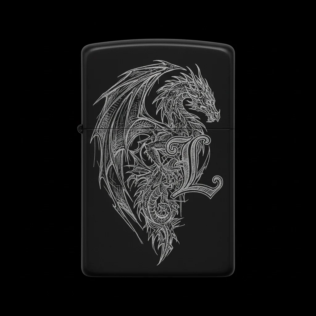 Zippo Ejderha Figürlü L Harfli Tasarım - V81