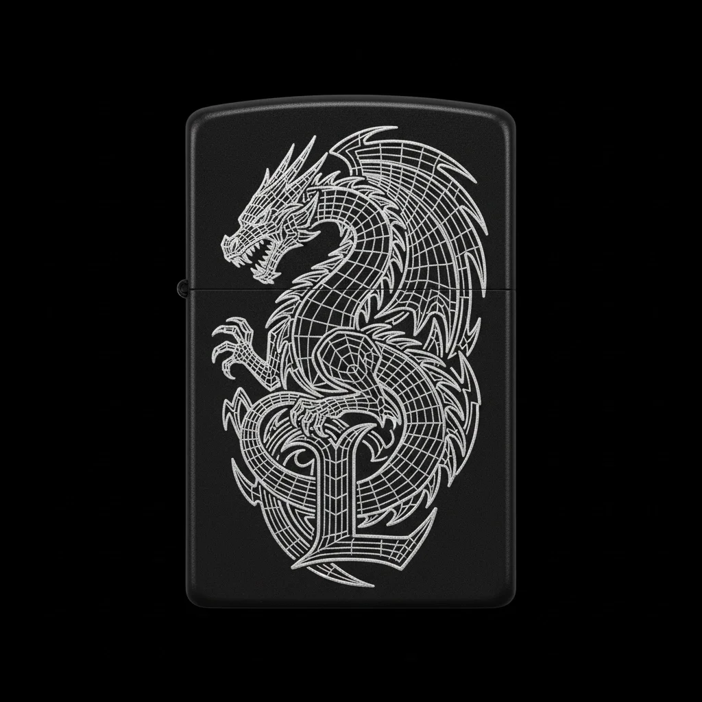 Zippo Ejderha Figürlü L Harfli Tasarım - V83