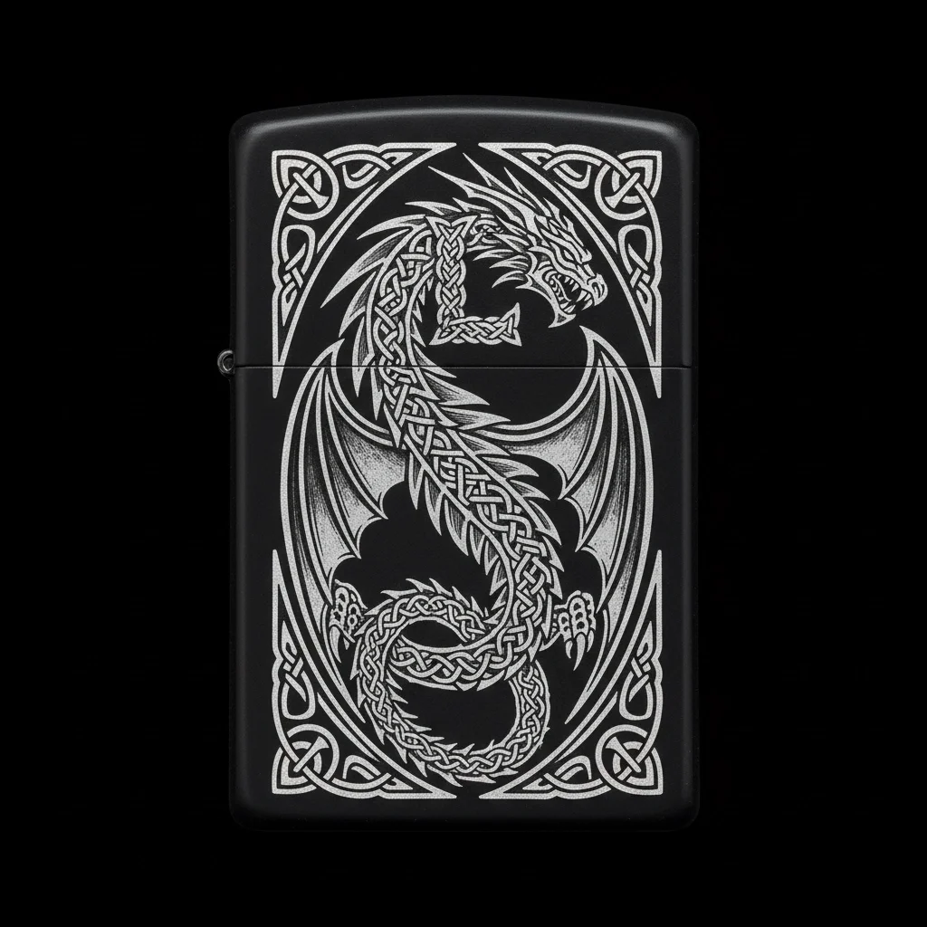 Zippo Ejderha Figürlü L Harfli Tasarım - V84
