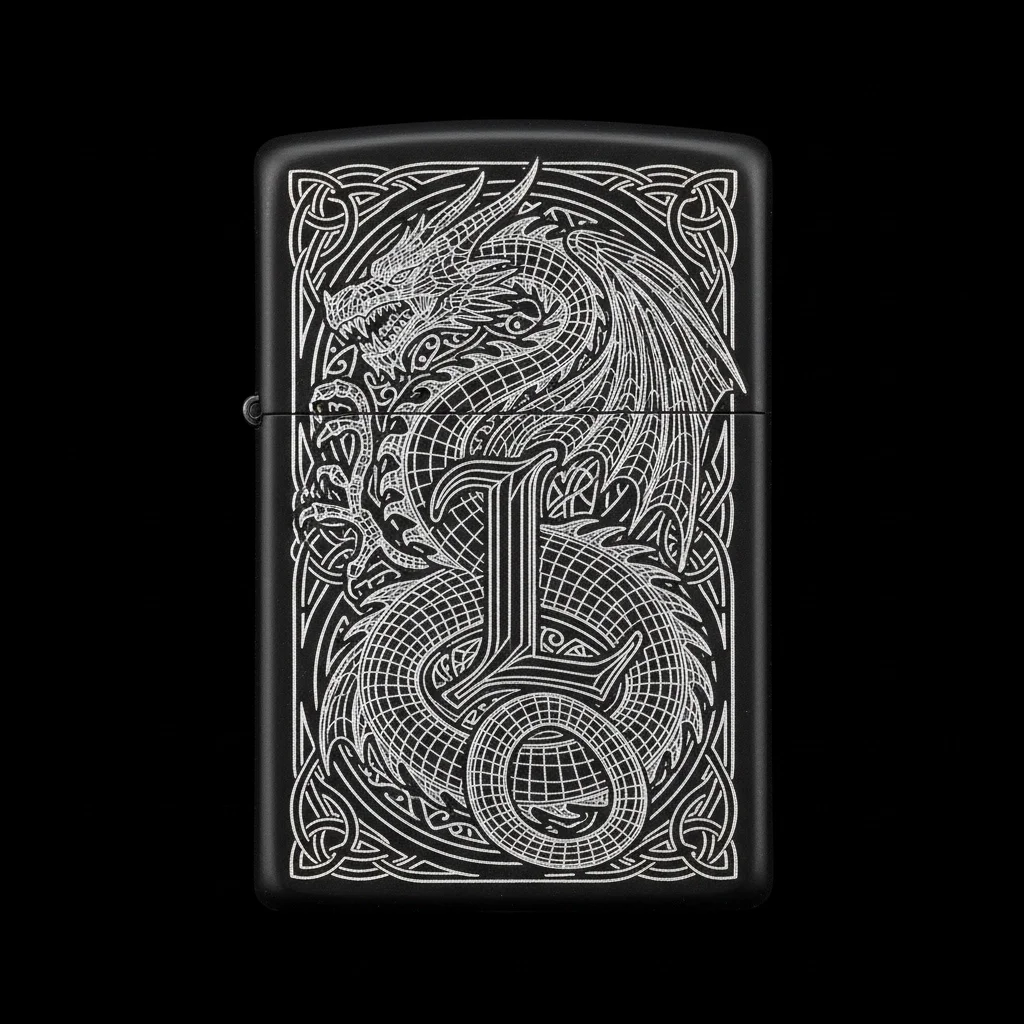 Zippo Ejderha Figürlü L Harfli Tasarım - V86