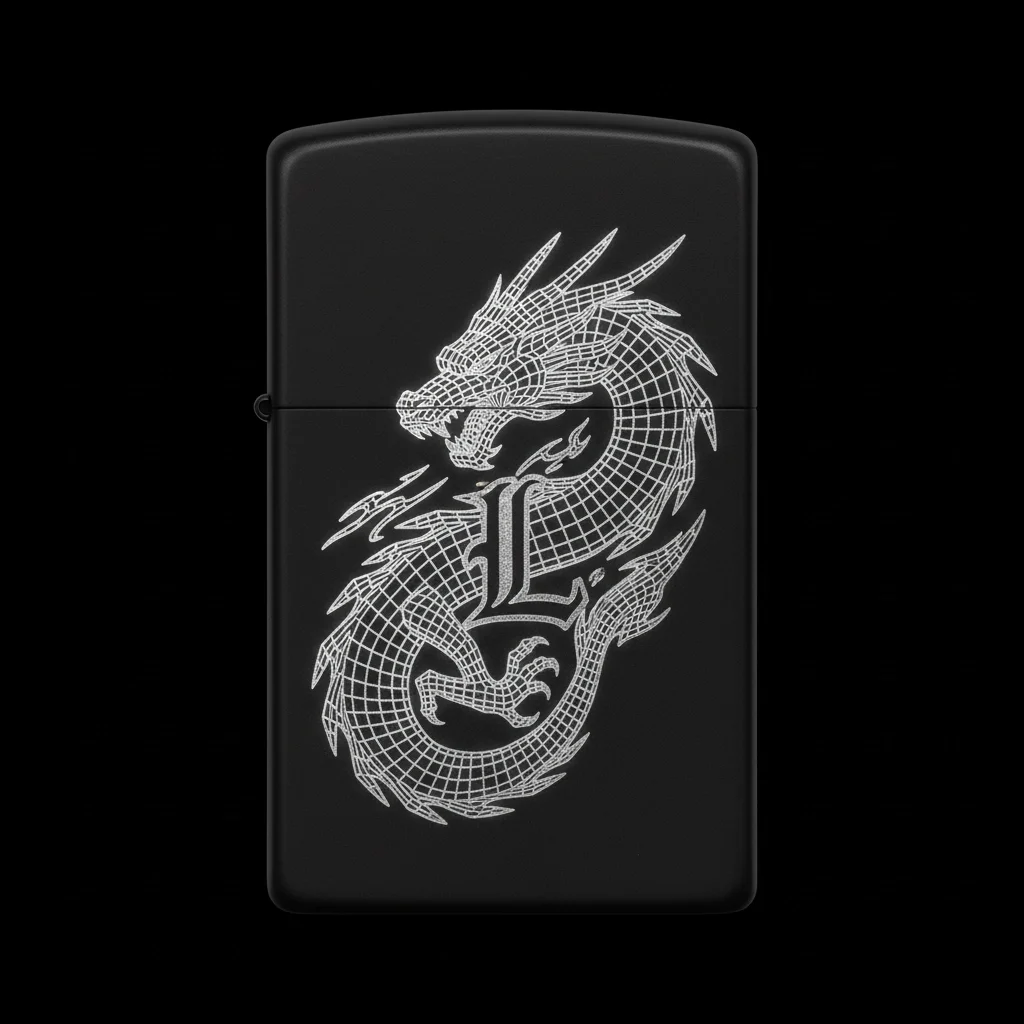 Zippo Ejderha Figürlü L Harfli Tasarım - V88