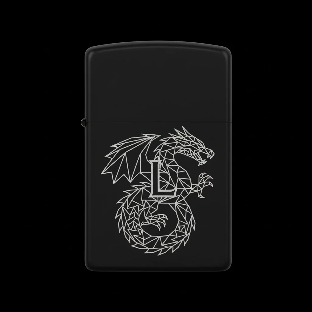 Zippo Ejderha Figürlü L Harfli Tasarım - V91