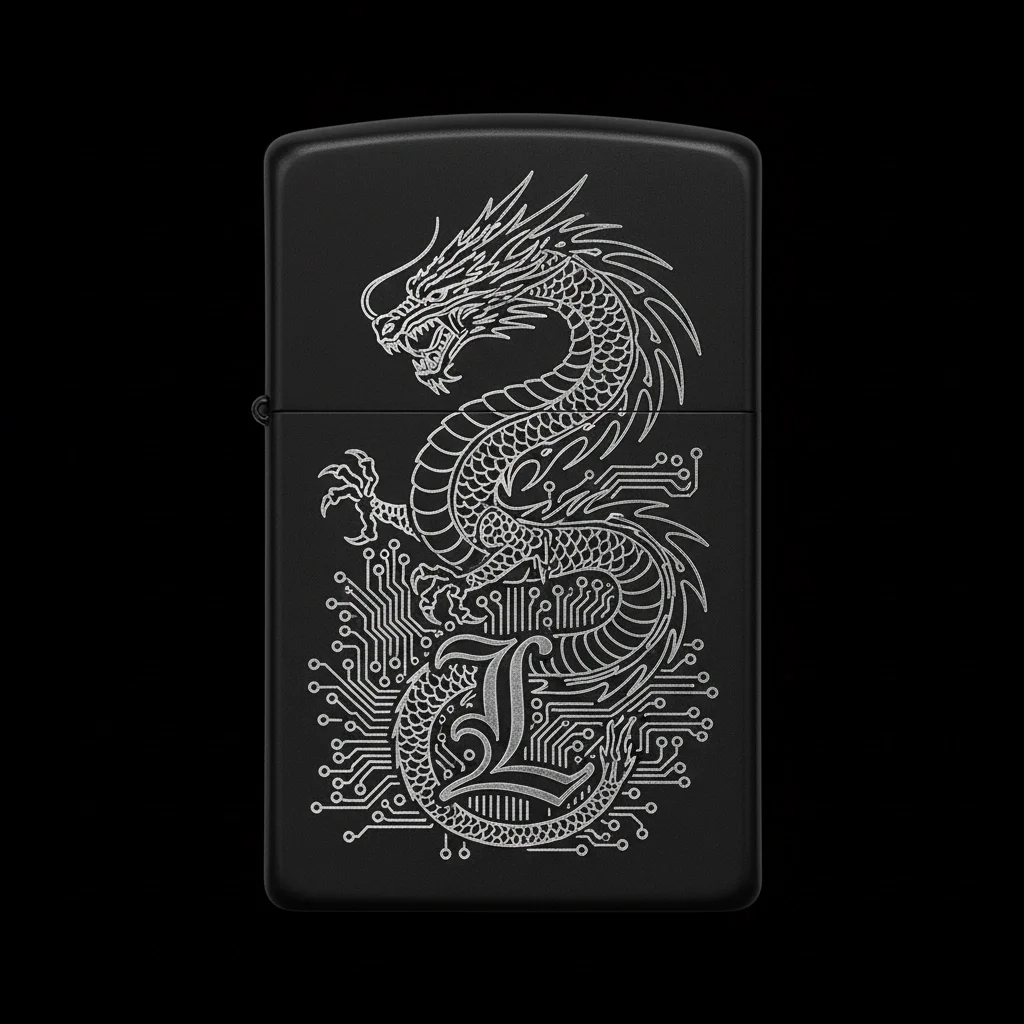 Zippo Ejderha Figürlü L Harfli Tasarım - V93
