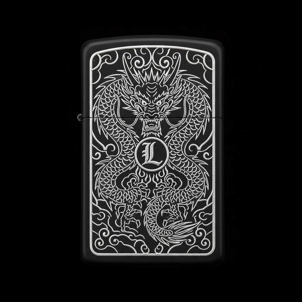 Zippo Ejderha Figürlü L Harfli Tasarım - V96