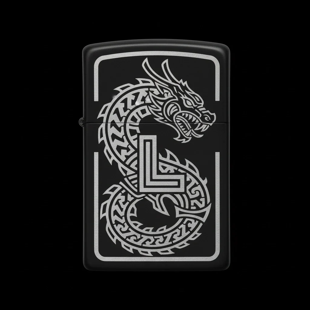 Zippo Ejderha Figürlü L Harfli Tasarım - V97