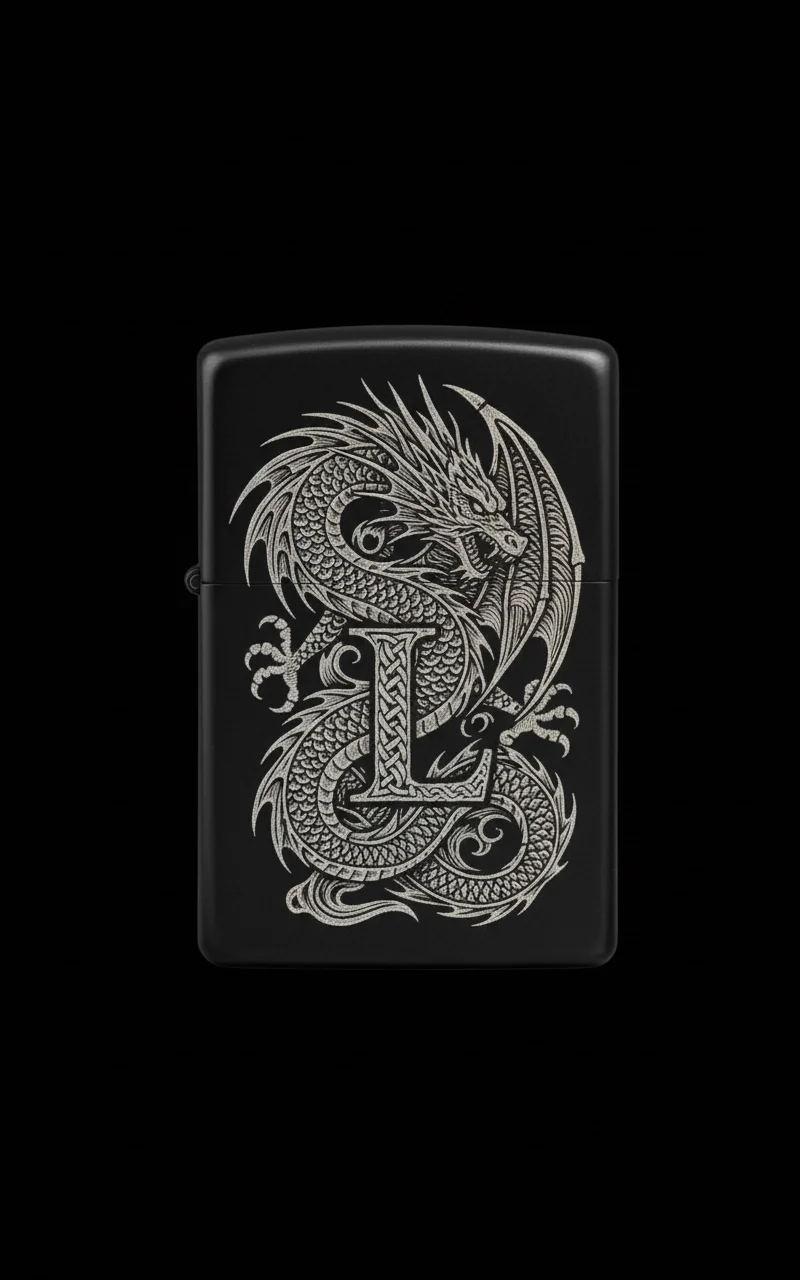 Zippo Ejderha Figürlü L Harfli Tasarım - V98