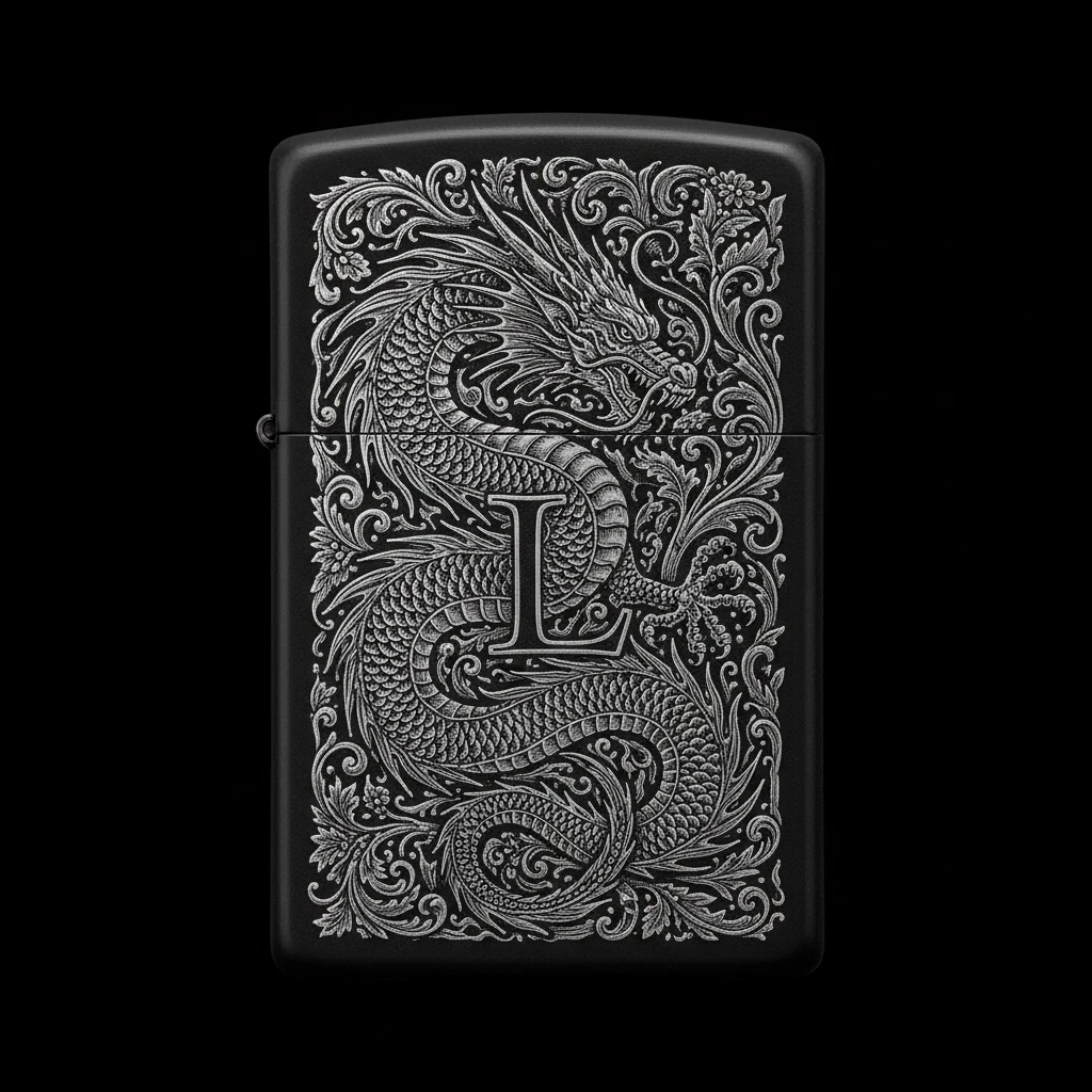 Zippo Ejderha Figürlü L Harfli Tasarım - V99