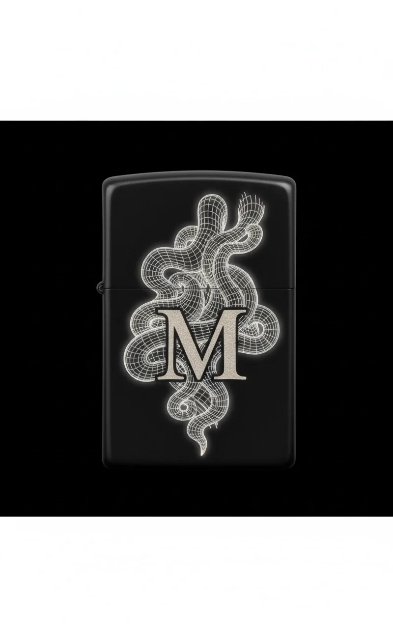 Zippo Ejderha Figürlü M Harfli Tasarım - V22