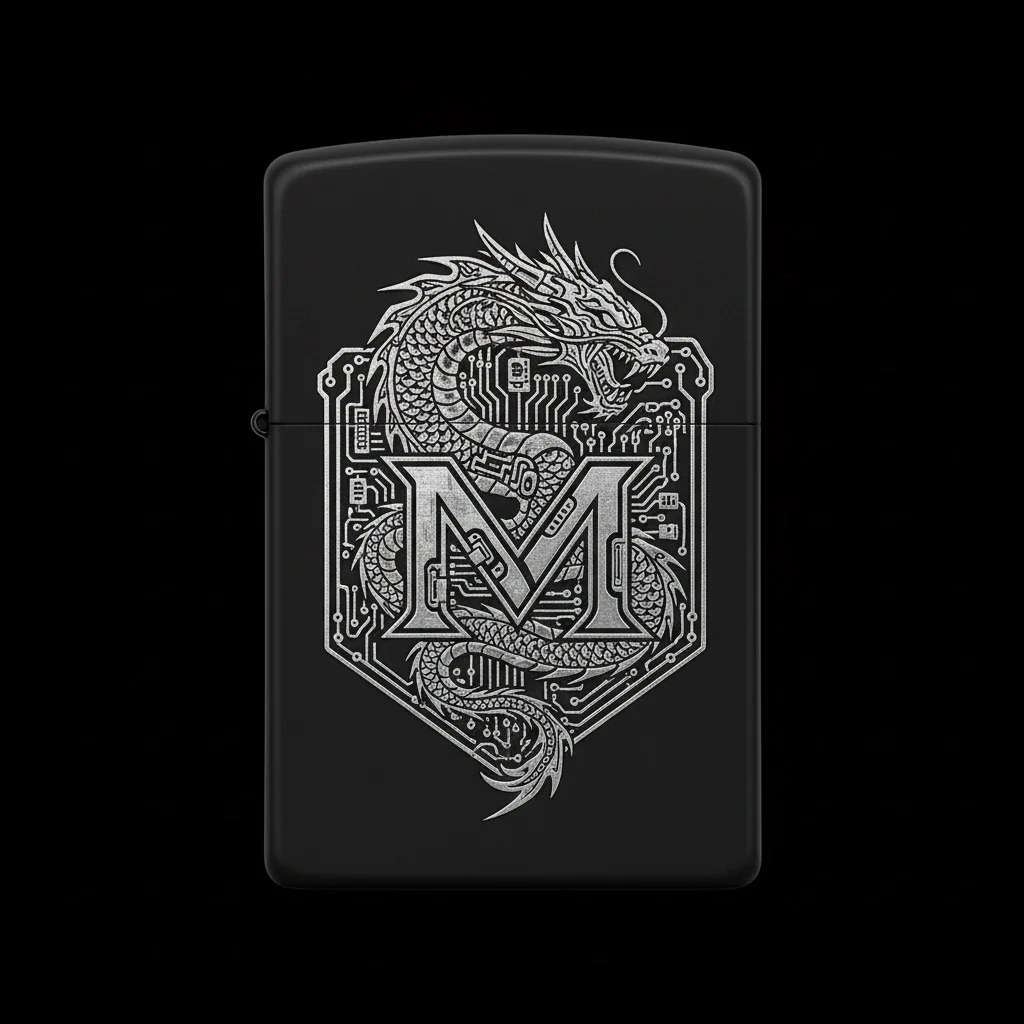 Zippo Ejderha Figürlü M Harfli Tasarım - V30