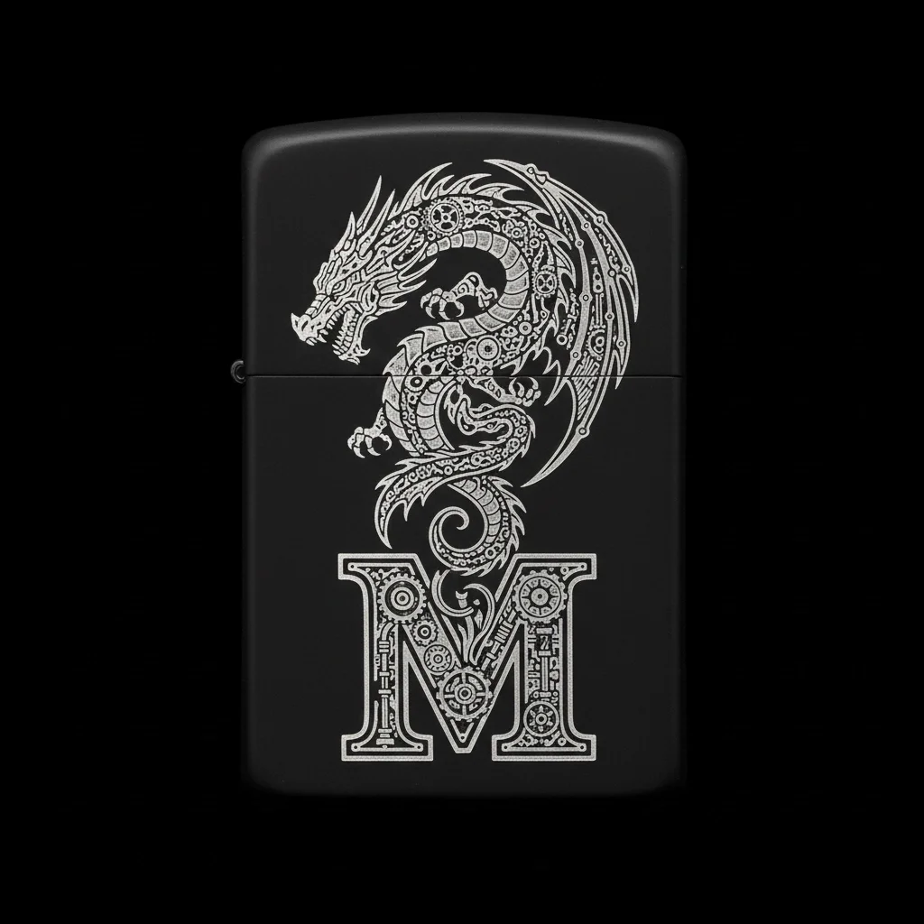 Zippo Ejderha Figürlü M Harfli Tasarım - V40