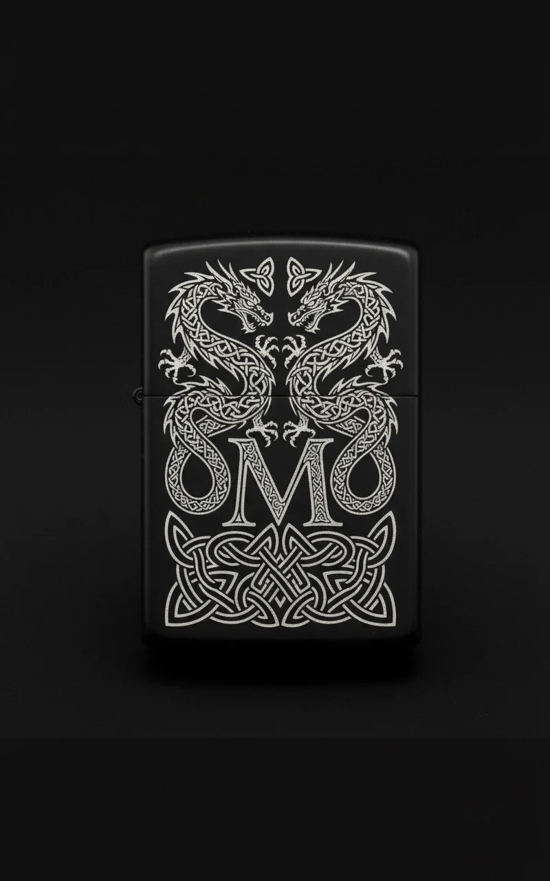 Zippo Ejderha Figürlü M Harfli Tasarım - V53