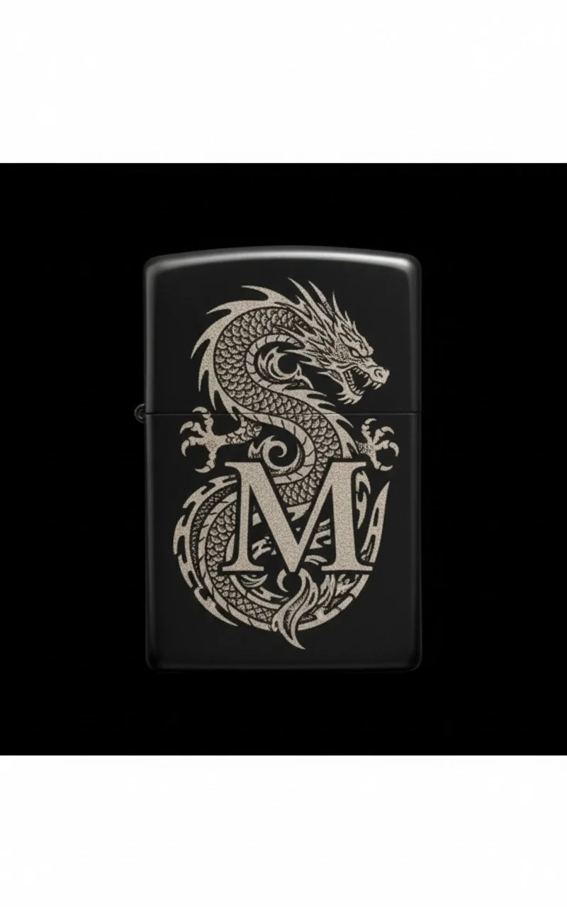 Zippo Ejderha Figürlü M Harfli Tasarım - V59