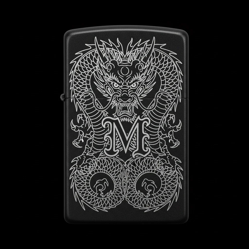 Zippo Ejderha Figürlü M Harfli Tasarım - V70