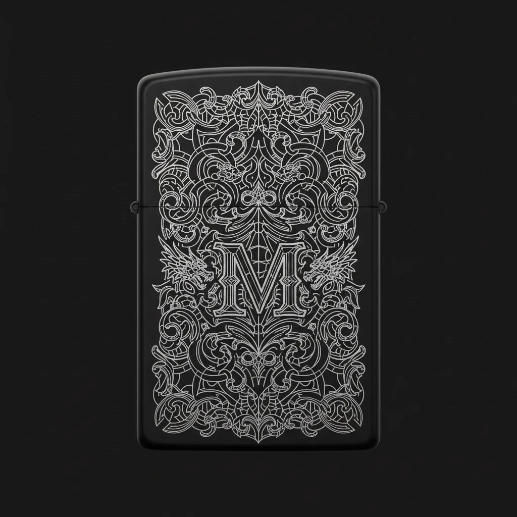 Zippo Ejderha Figürlü M Harfli Tasarım - V72