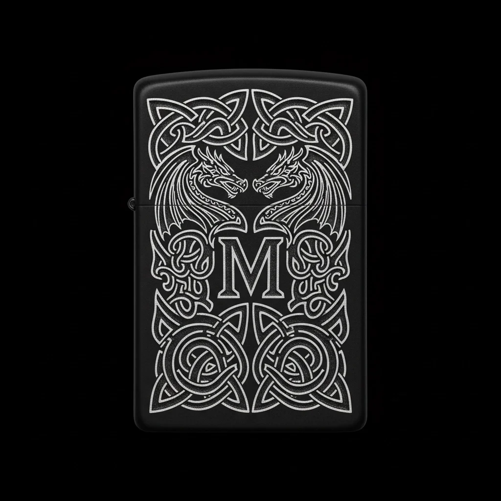 Zippo Ejderha Figürlü M Harfli Tasarım - V74