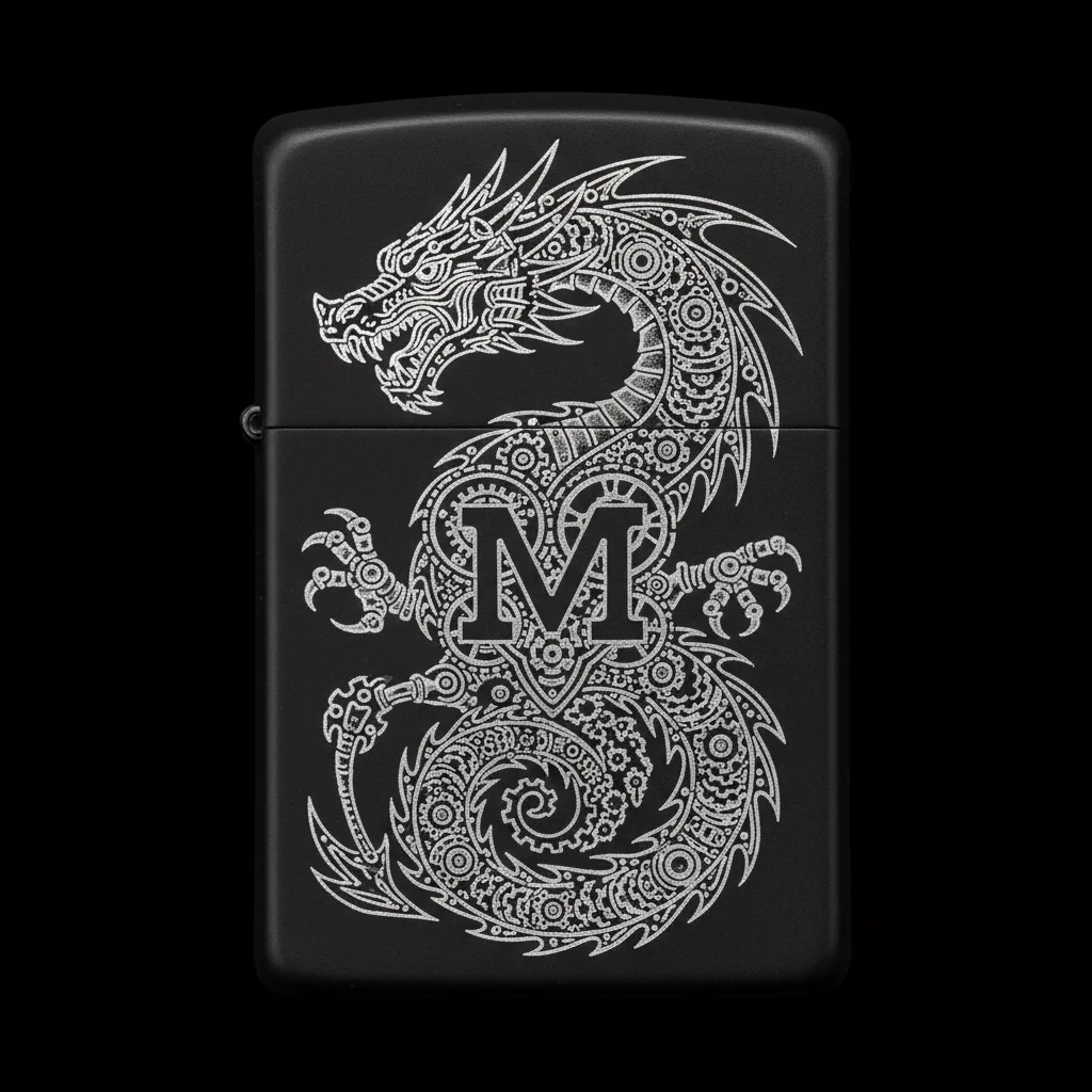 Zippo Ejderha Figürlü M Harfli Tasarım - V76