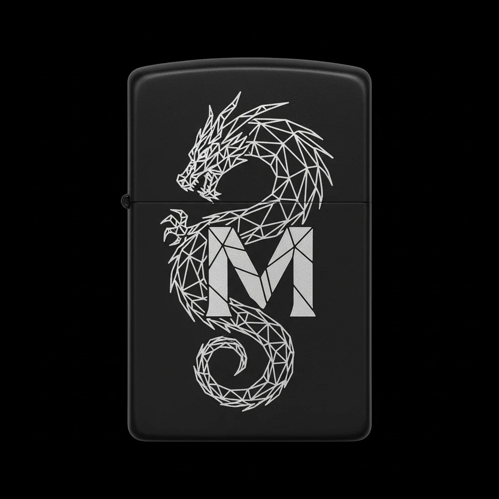 Zippo Ejderha Figürlü M Harfli Tasarım - V80