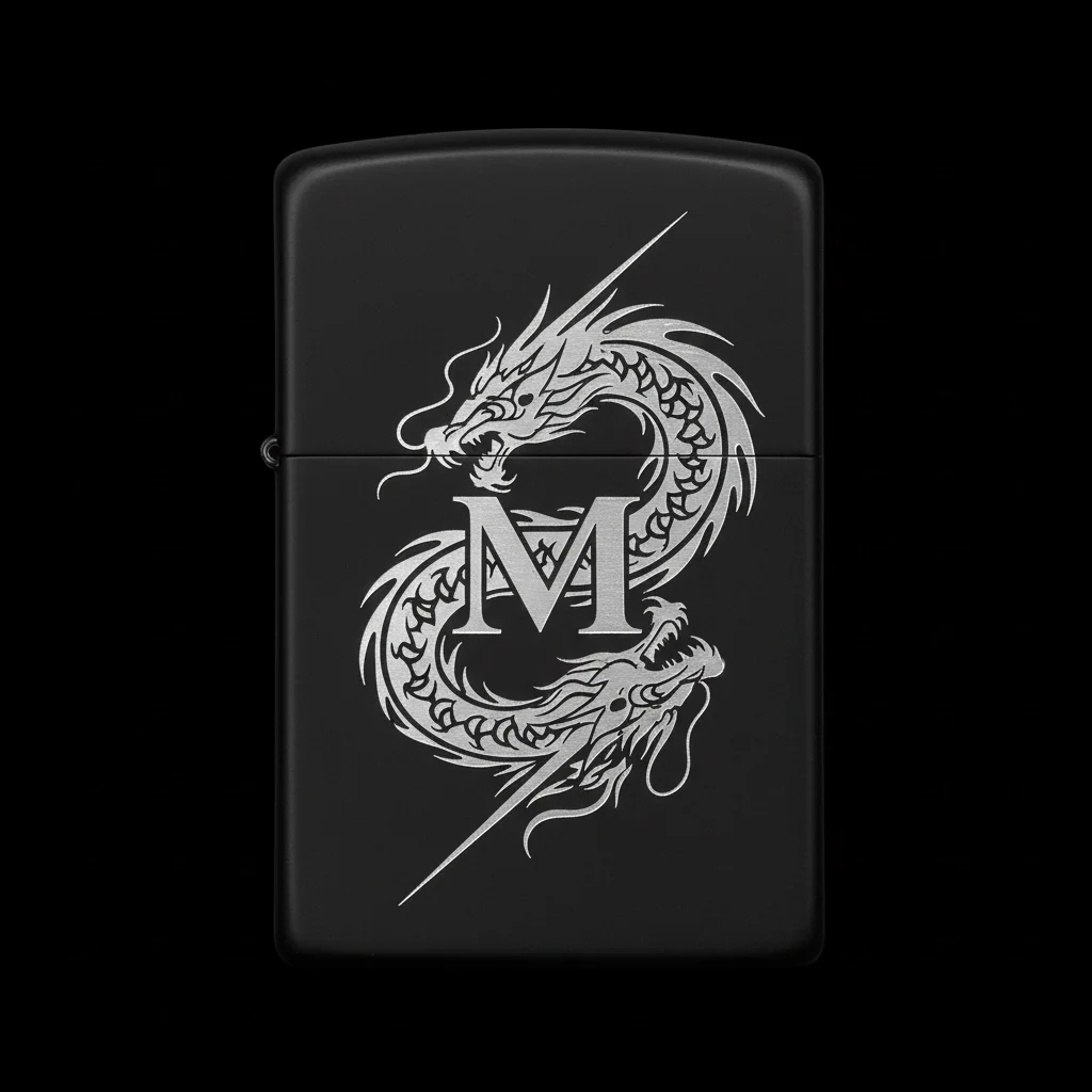 Zippo Ejderha Figürlü M Harfli Tasarım - V84