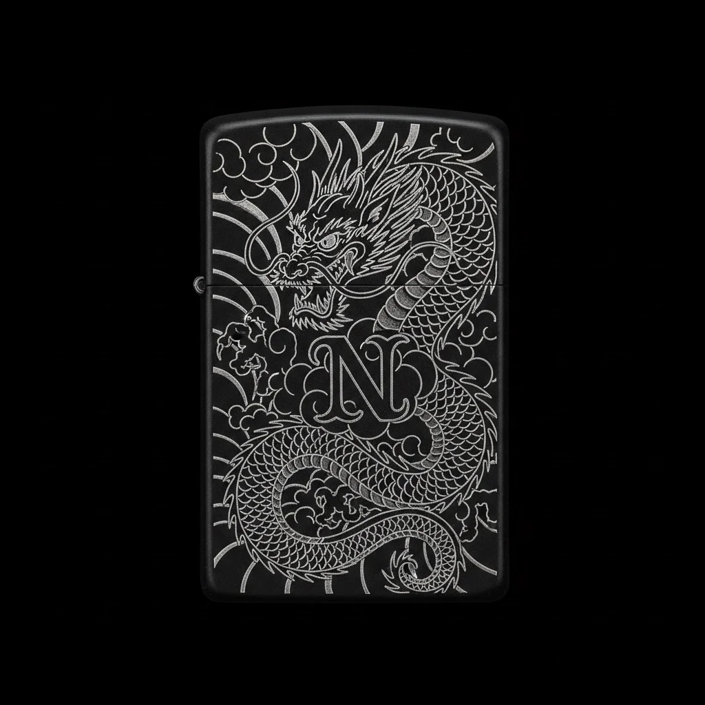 Zippo Ejderha Figürlü N Harfli Tasarım - V13