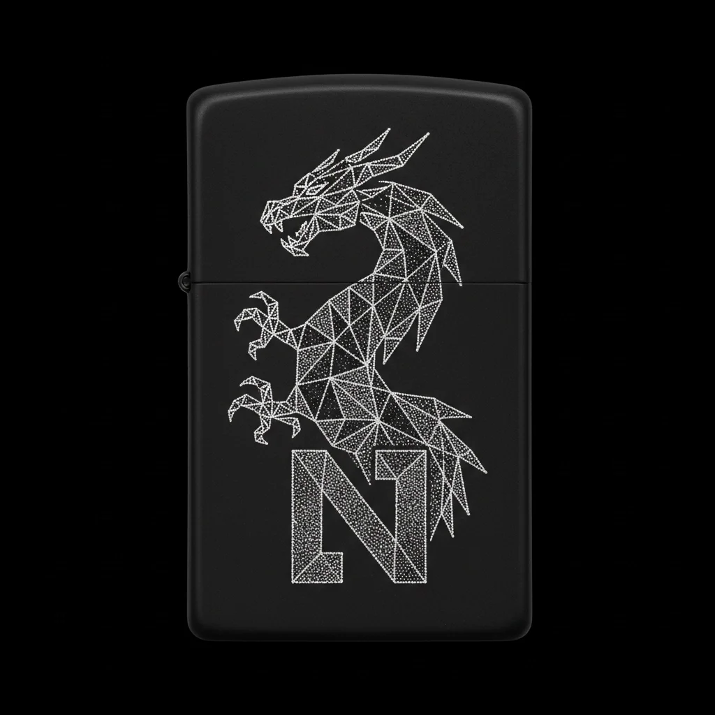 Zippo Ejderha Figürlü N Harfli Tasarım - V16