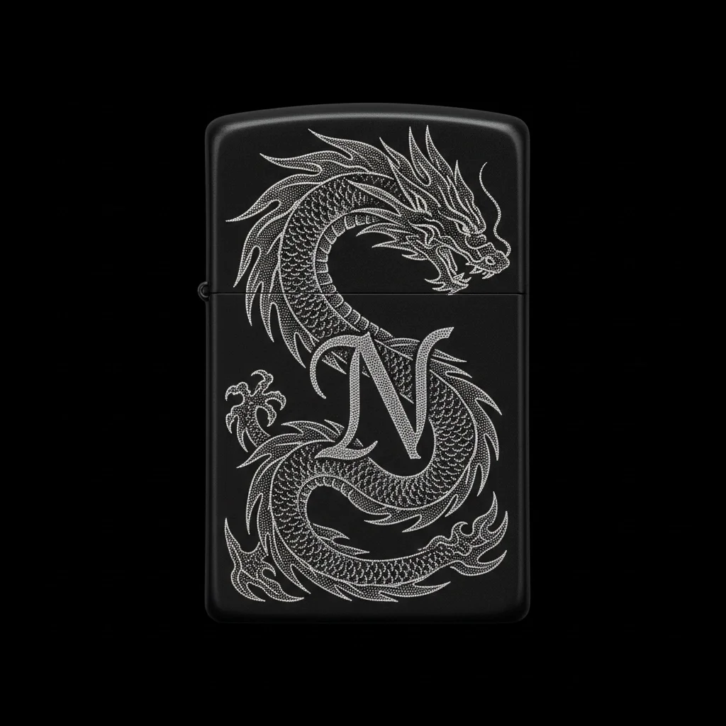 Zippo Ejderha Figürlü N Harfli Tasarım - V19