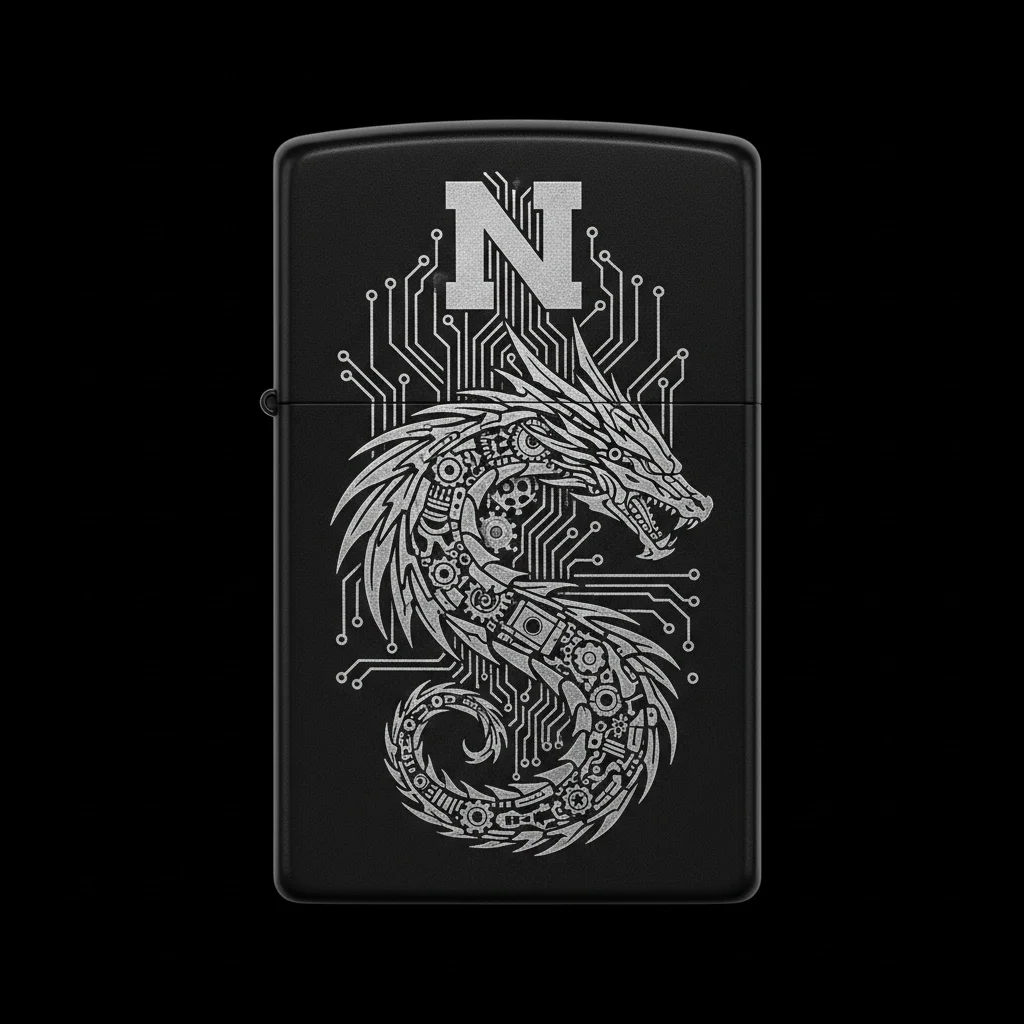 Zippo Ejderha Figürlü N Harfli Tasarım - V2
