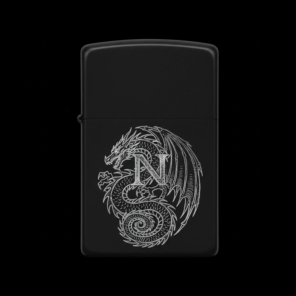 Zippo Ejderha Figürlü N Harfli Tasarım - V20